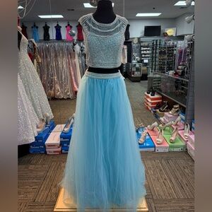 TIFFANY 16242 SZ-14 LT BLUE 2 PIECE PROM DRESS PAGEANT FORMAL SPECIAL OCCASION